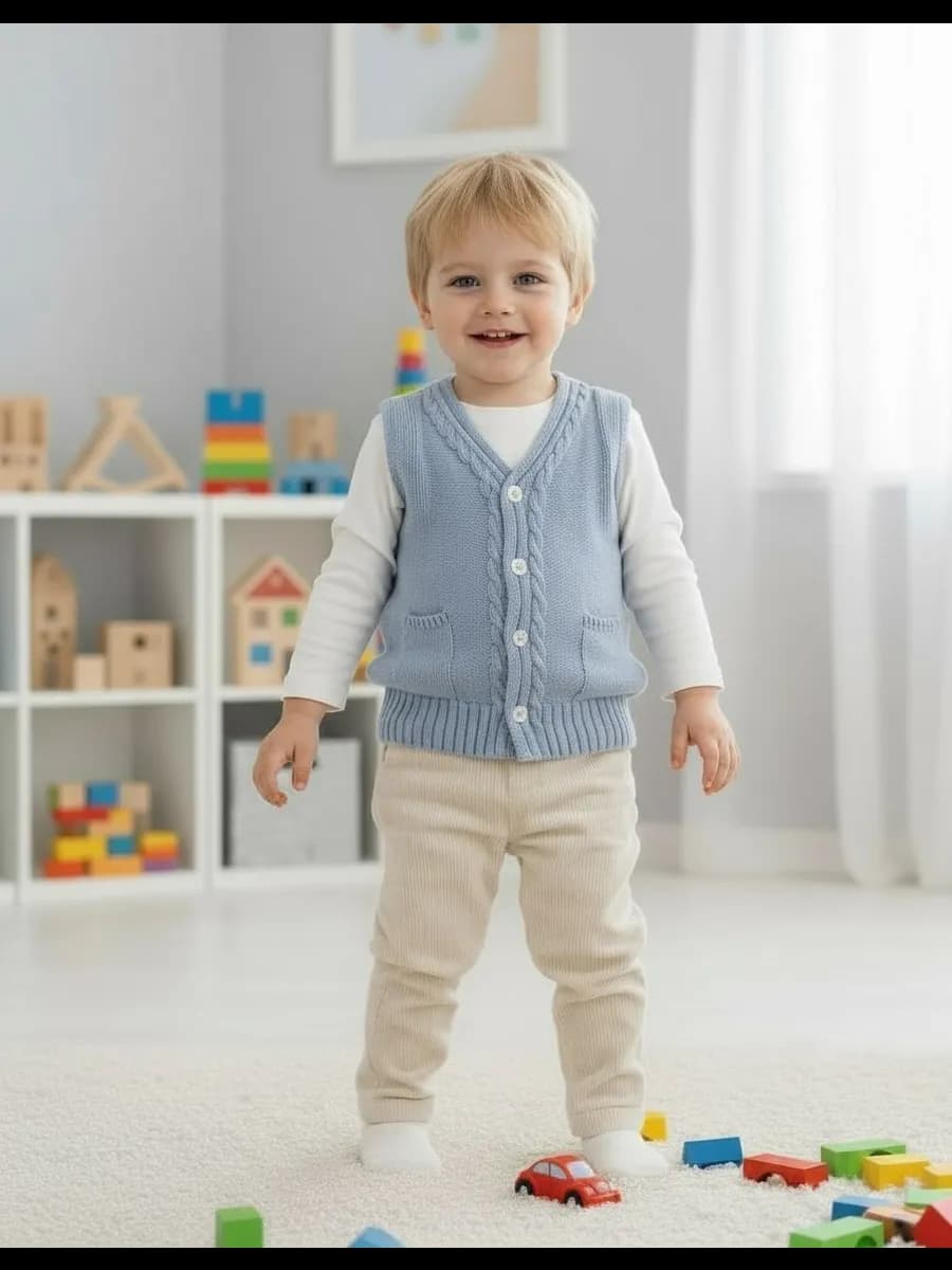 Жилет для детей вязаный. Безрукавка