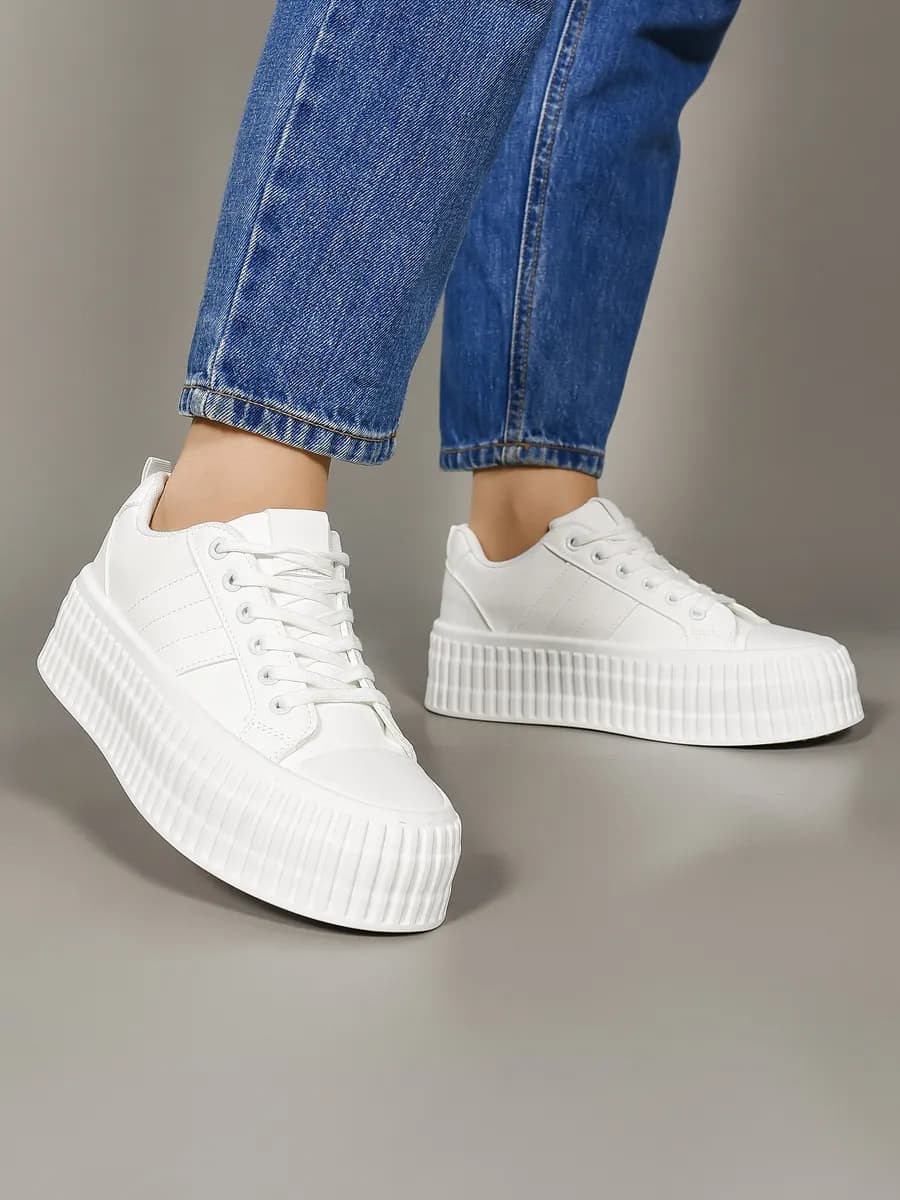 Кроссовки белые на платформе кеды демисезонные женские