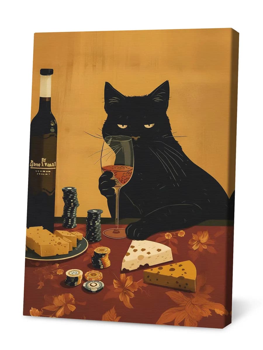 Картина на стену Кот с вином