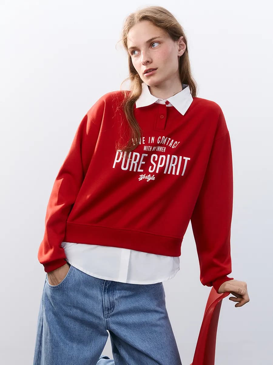 Свитшот с имитацией рубашки