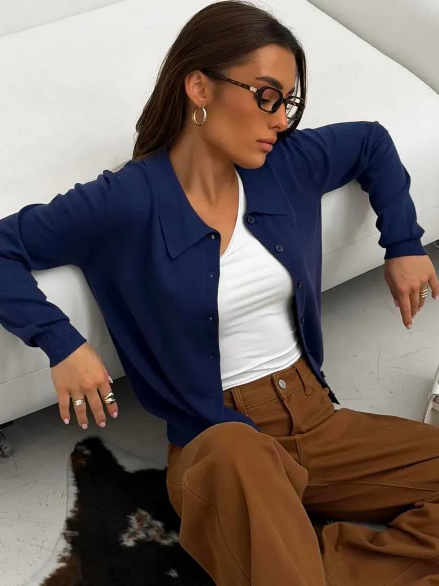 Кардиган поло вязаный на пуговицах