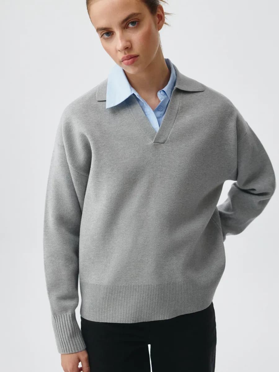 Джемпер базовый с воротником поло