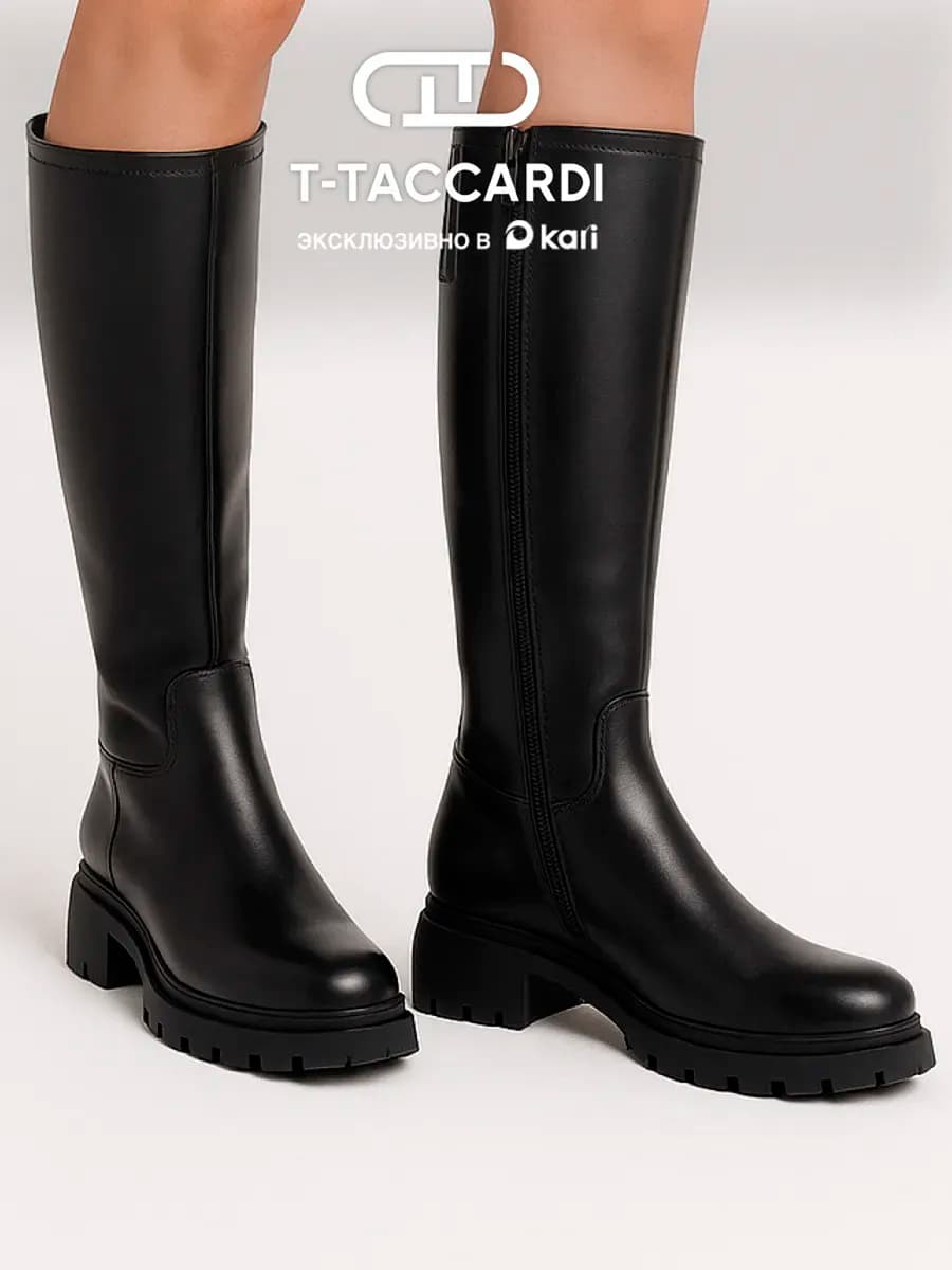 Сапоги зимние высокие на каблуке и платформе с мехом