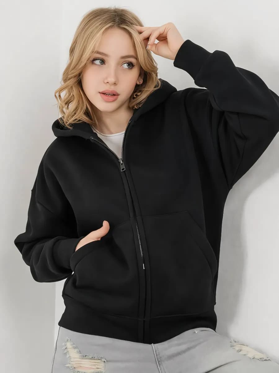 Худи зипка оверсайз на молнии с начесом