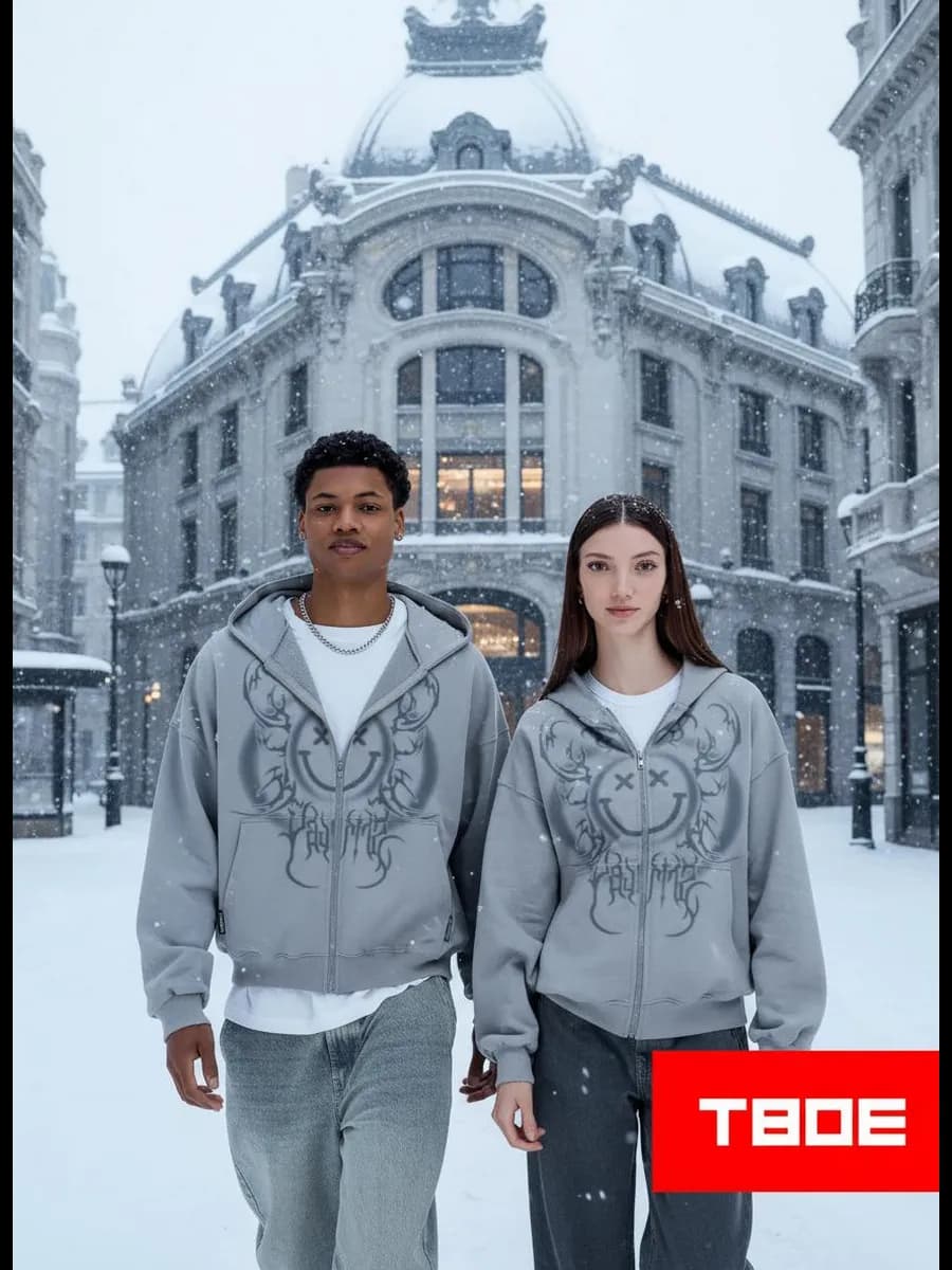 Зип худи оверсайз на молнии с принтом Smiley