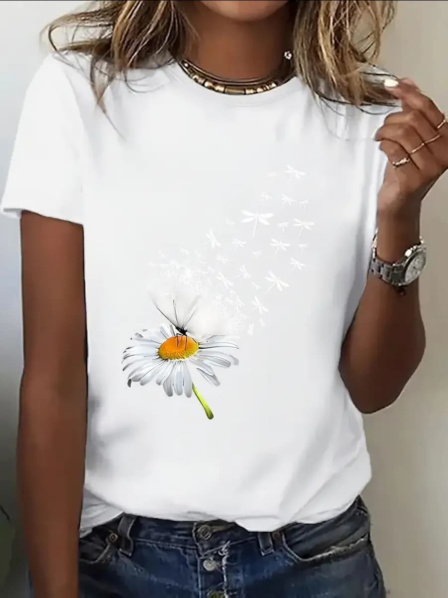 Футболка с принтом белая базовая