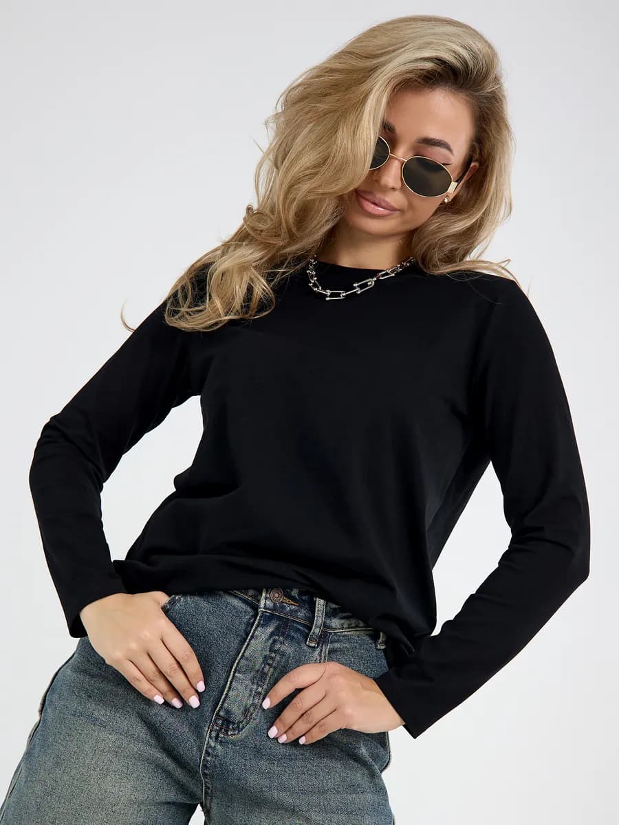 Лонгслив базовый прямой крой хлопок