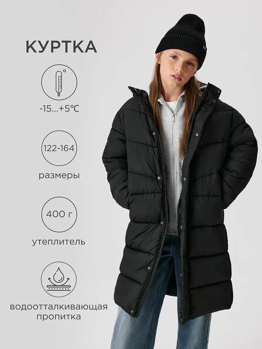 Пальто длинное стеганое зимнее - фото 1