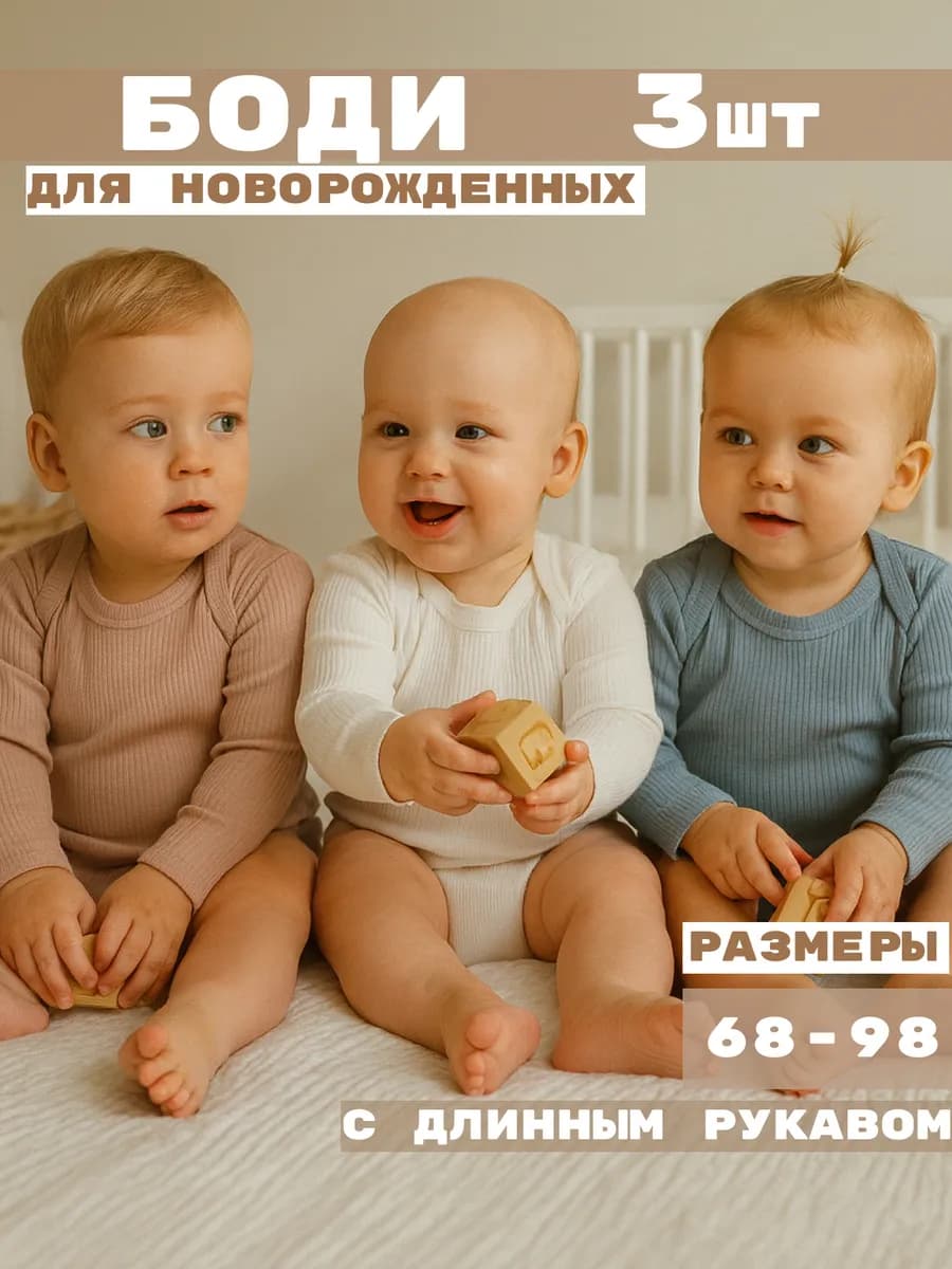 Боди для новорожденных с длинным рукавом