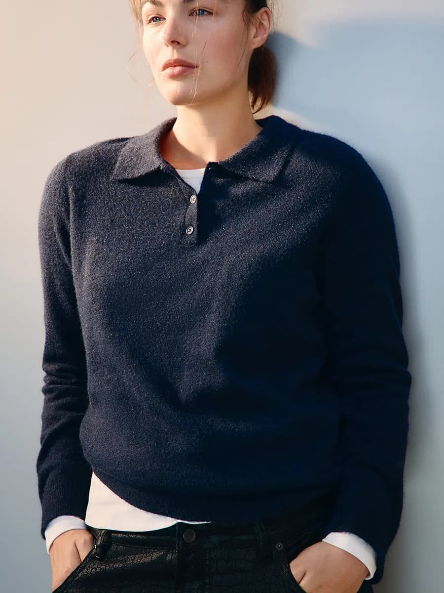 PLUS SIZE Джемпер-поло вязаный с шерстью