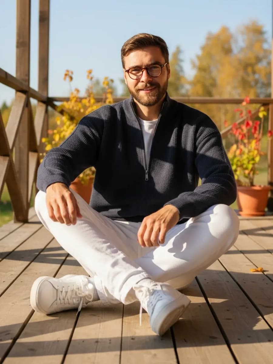 Кардиган тёмно-синего цвета на молнии вязаный шерстяной