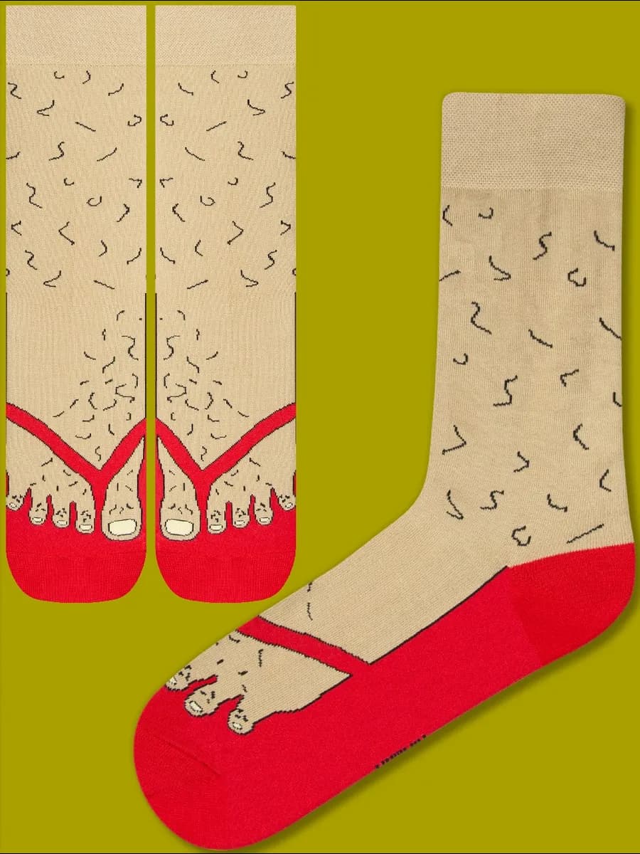 Высокие прикольные носки с принтом и рисунком ноги 1 пара