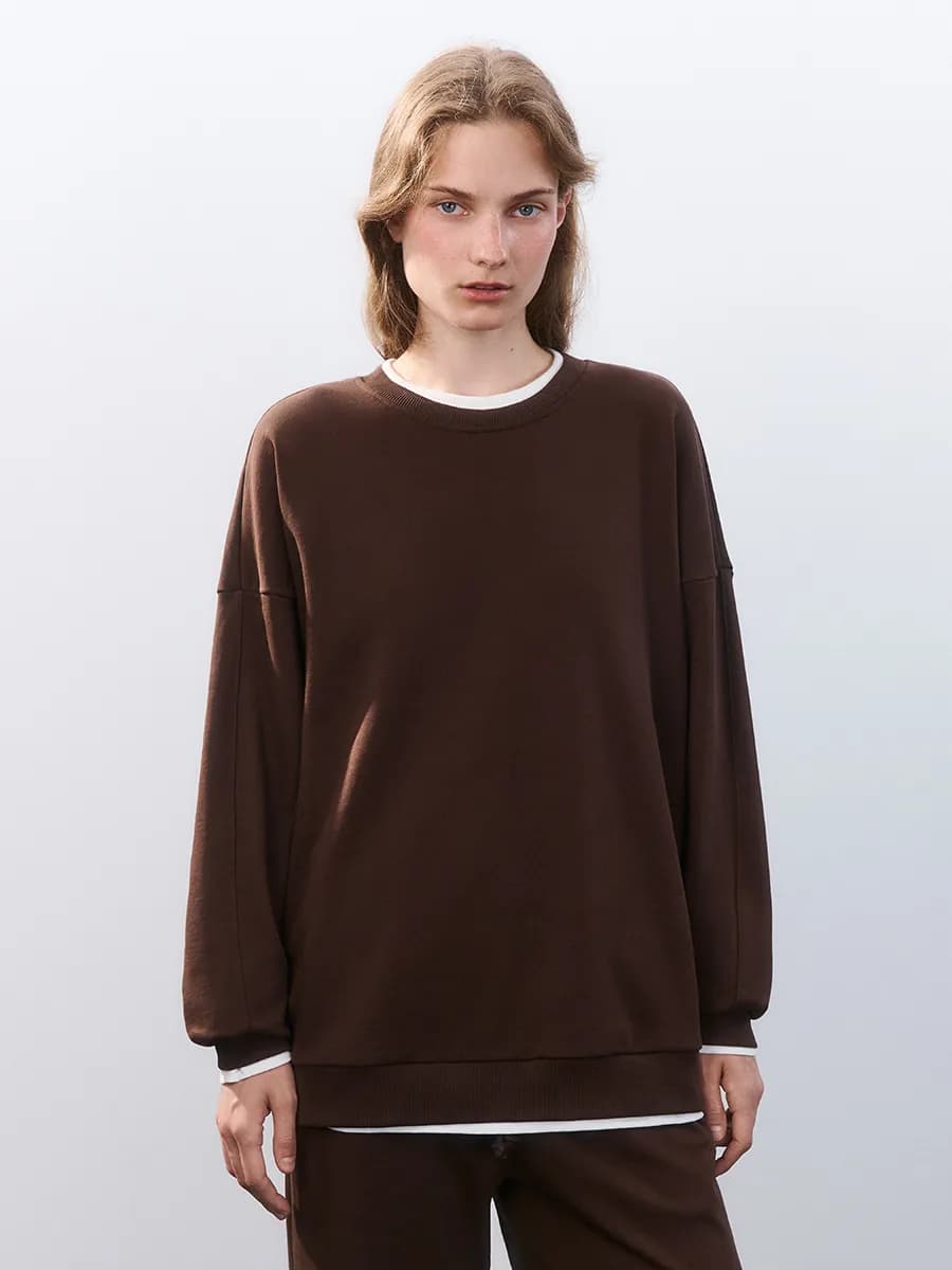 Свитшот базовый оверсайз с имитацией второго слоя - фото 1