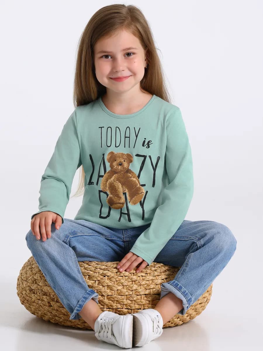 Лонгслив с принтом в садик хлопок 100%