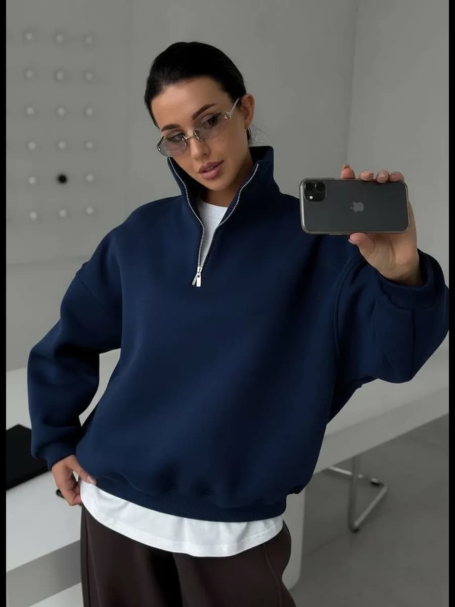 Свитшот полузамок оверсайз на молнии