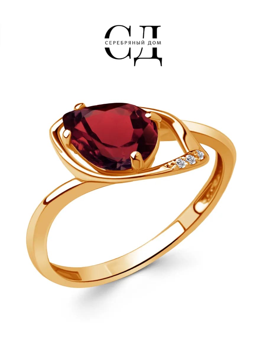 Кольцо серебро 925 с натуральным Гранатом