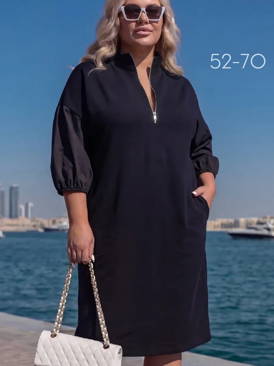 Платье трикотажное больших размеров на осень повседневное