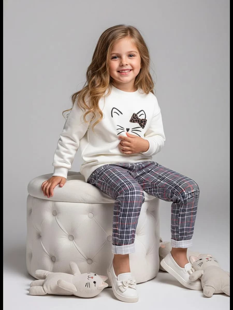 Костюм для девочки с кофтой и штанами - фото 1