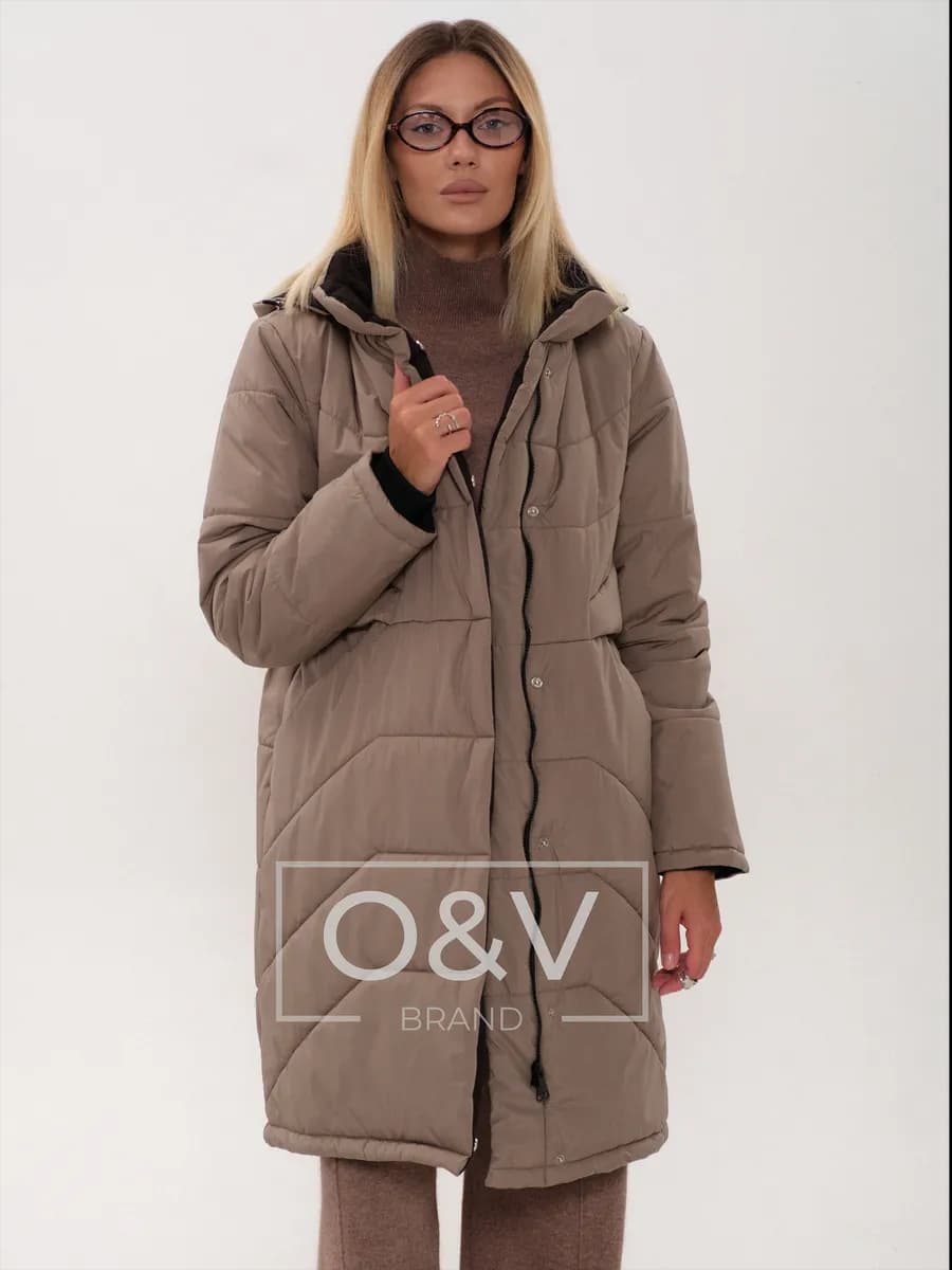 Куртка-пальто с капюшоном демисезонная удлиненная