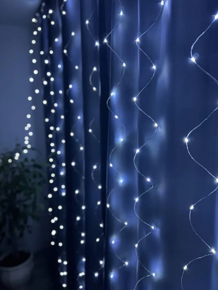 Гирлянда штора 3х3 роса холодная на окно