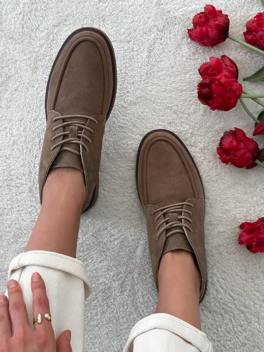 Демисезонные полуботинки замшевые Лоферы