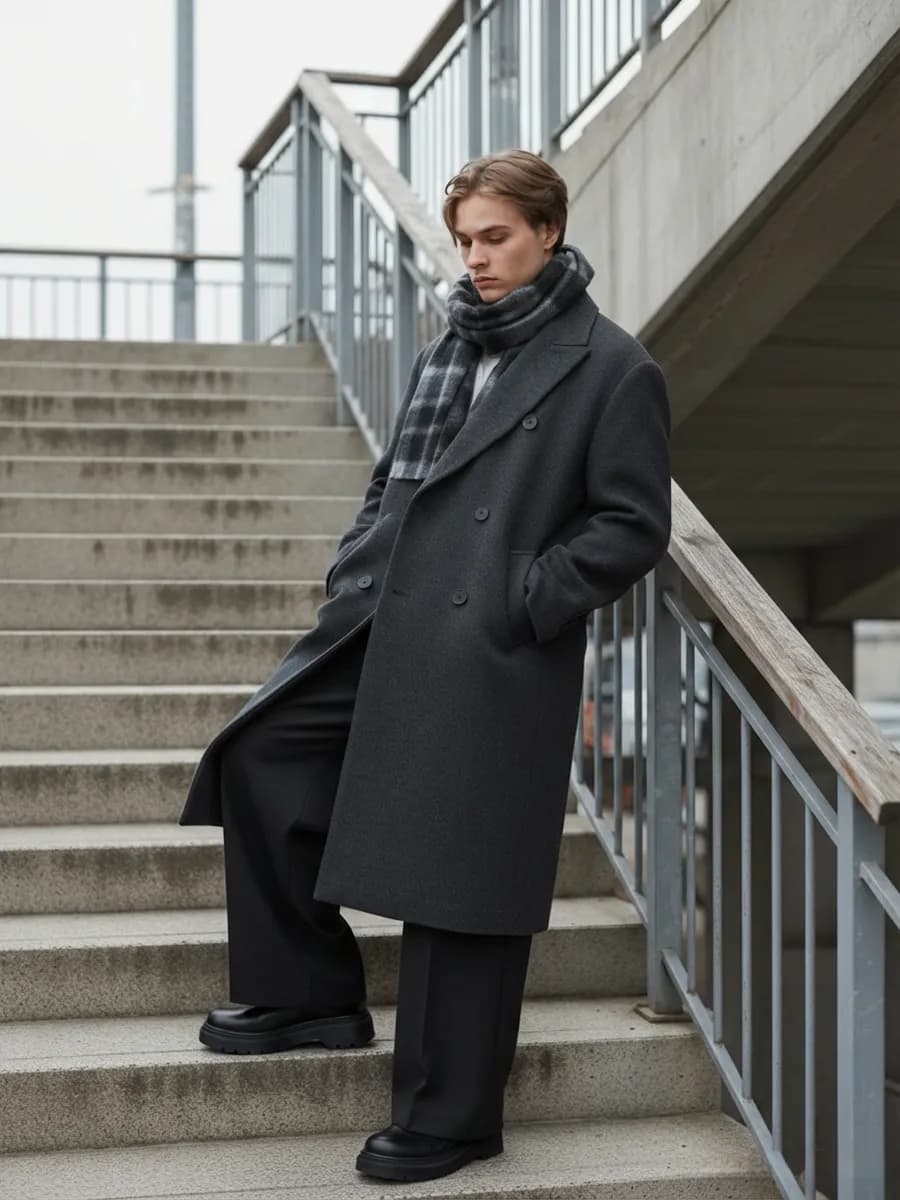 Пальто мужское демисезонное длинное