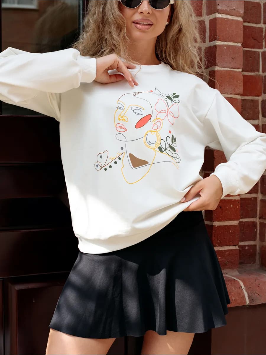 Свитшот оверсайз хлопковый трикотажный - фото 1