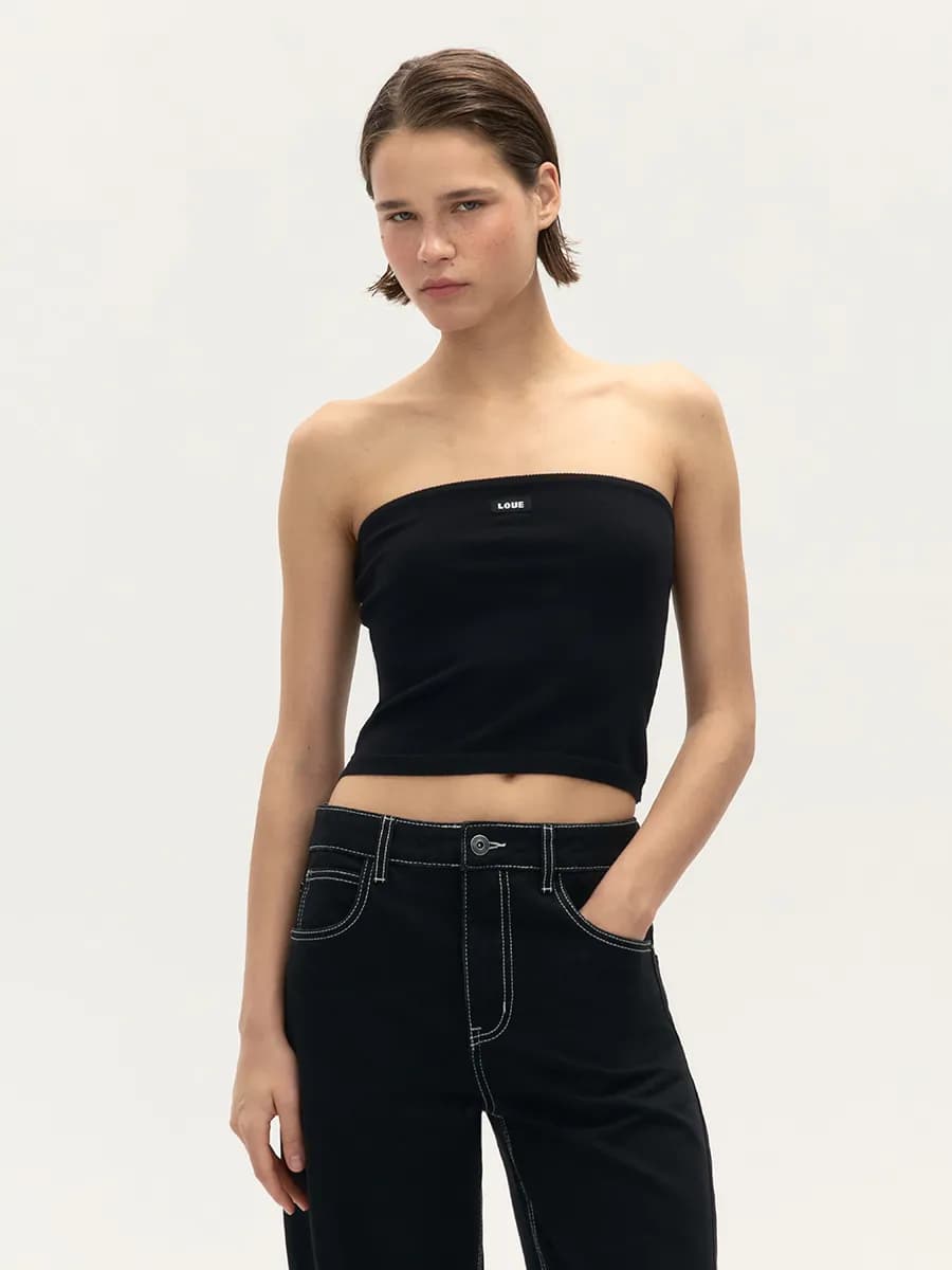 Топ-бандо вязаный с надписью