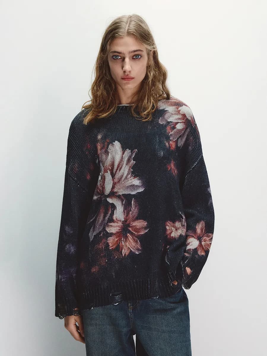 Джемпер вязаный рваный с притом