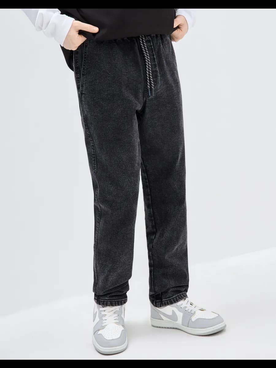 Серые утеплённые джинсы Comfort на флисе