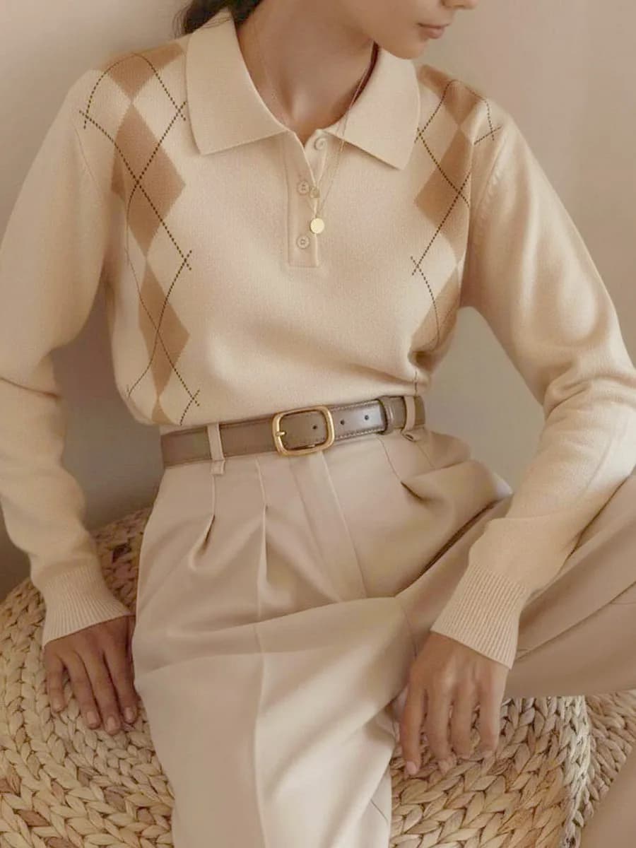 Джемпер поло вязаный тонкий