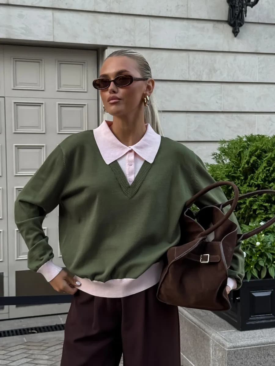 Джемпер поло трикотажный тонкий