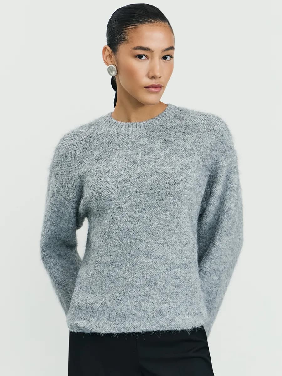 Джемпер вязаный базовый оверсайз с добавлением шерсти