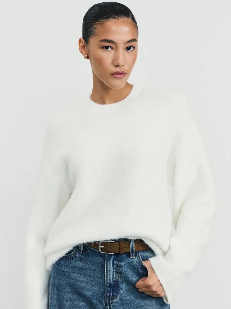 Джемпер вязаный базовый оверсайз с добавлением шерсти