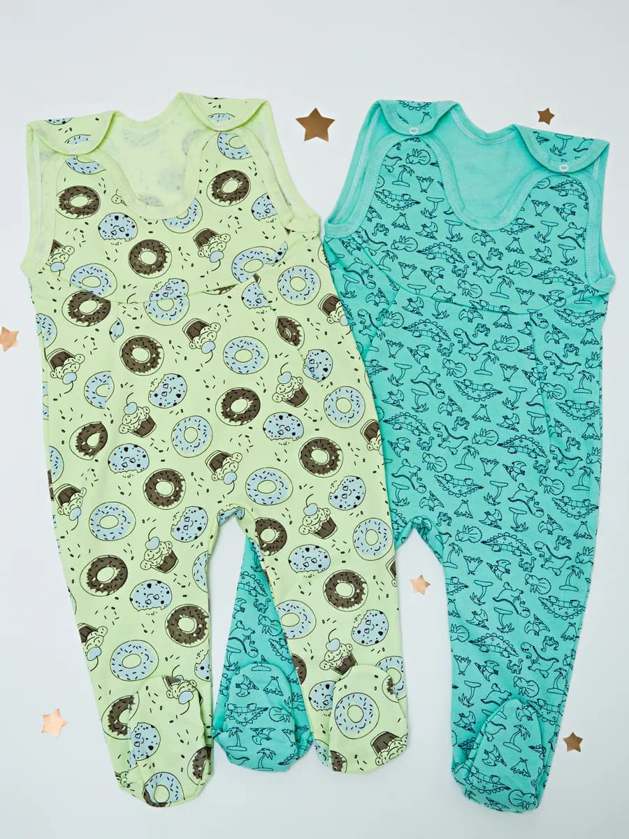 Ползунки высокие на лямках для новорожденных, набор 2 шт