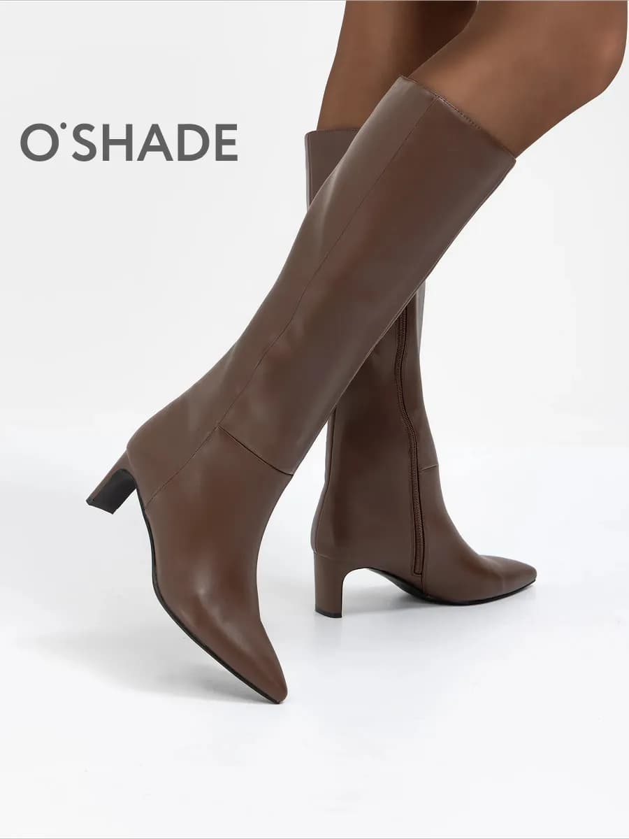 O'SHADE Сапоги женские осенние коричневые