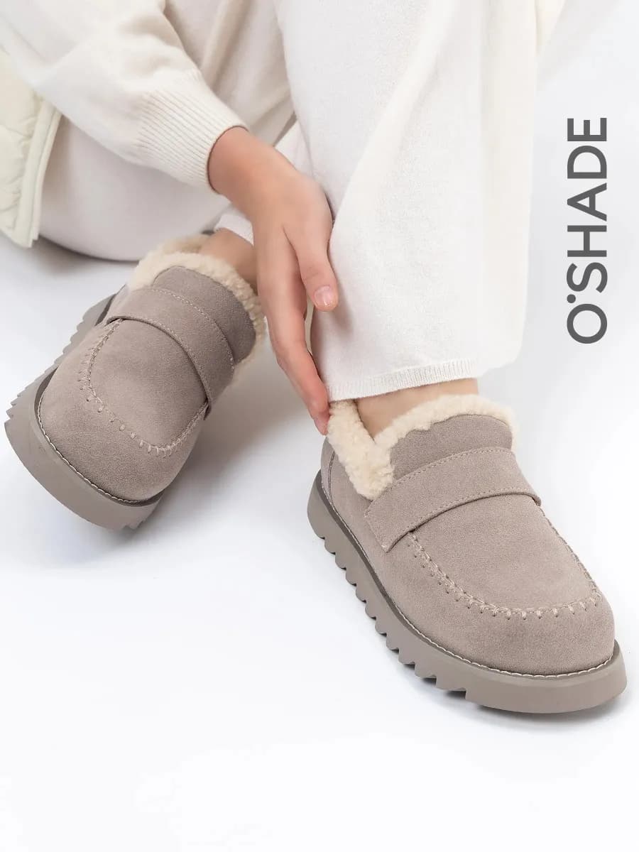 O'SHADE Лоферы зимние женские с мехом