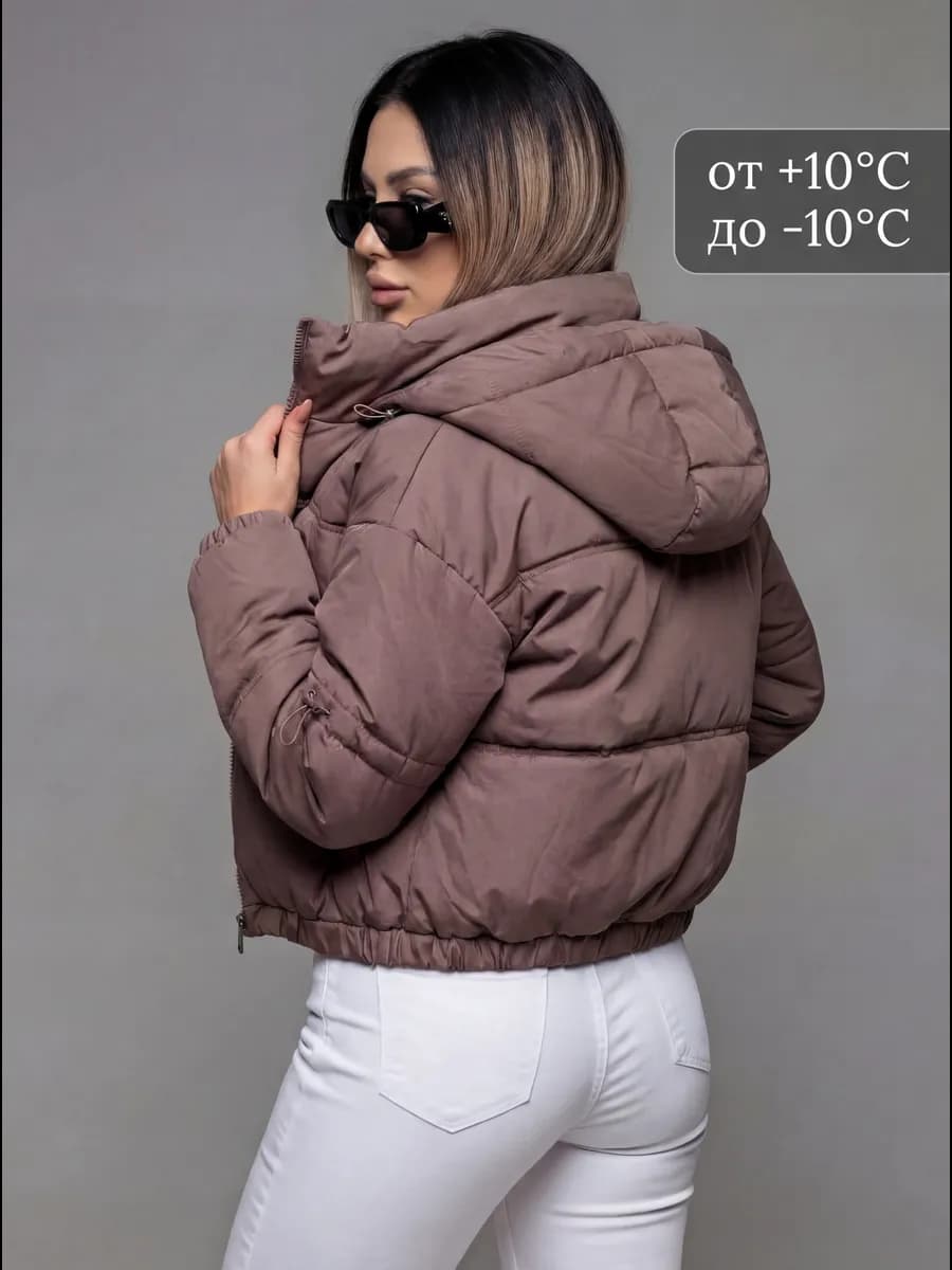 Куртка весенняя короткая на резинке с капюшоном