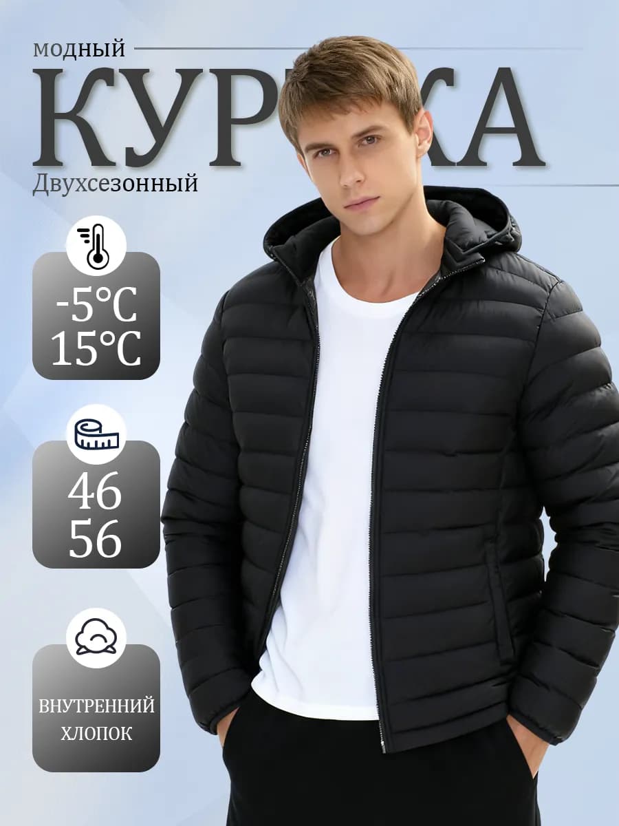 Куртка демисезонная с капюшоном утепленная