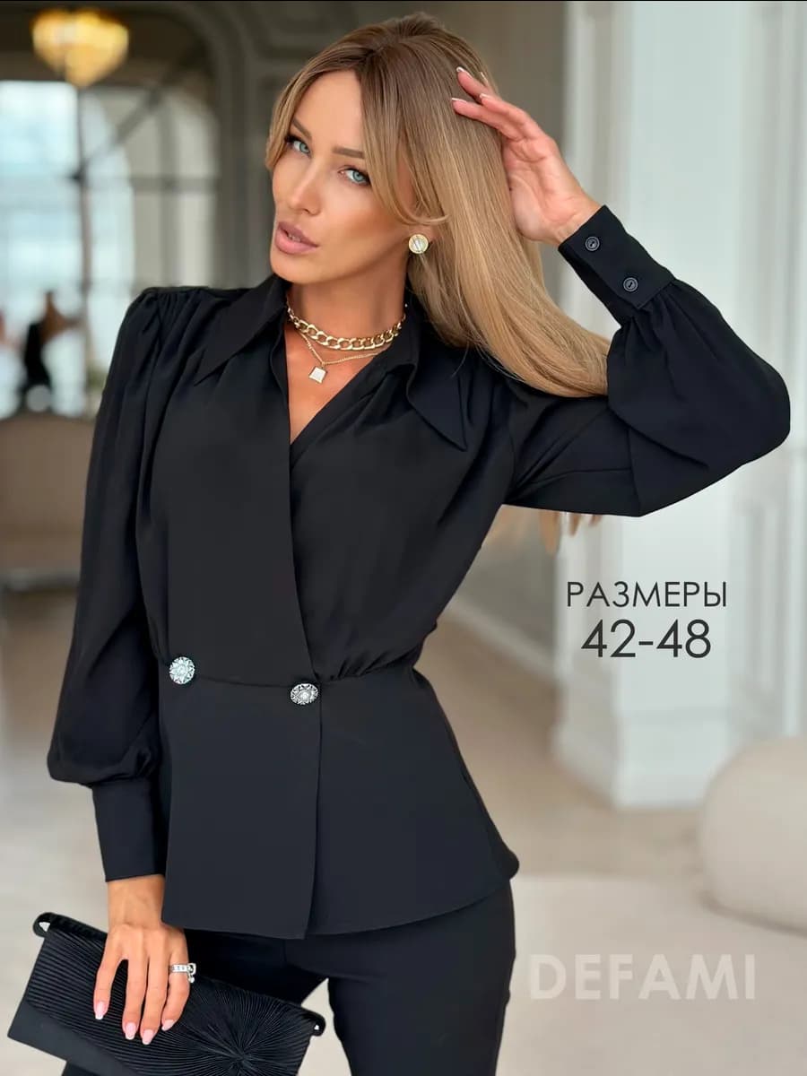 Блузка нарядная с баской офисная