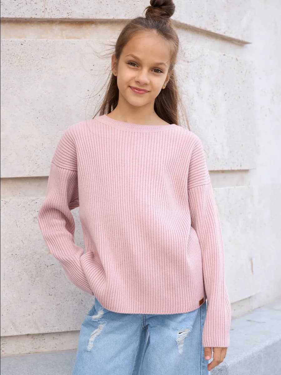 Джемпер для девочки детский вязаный оверсайз