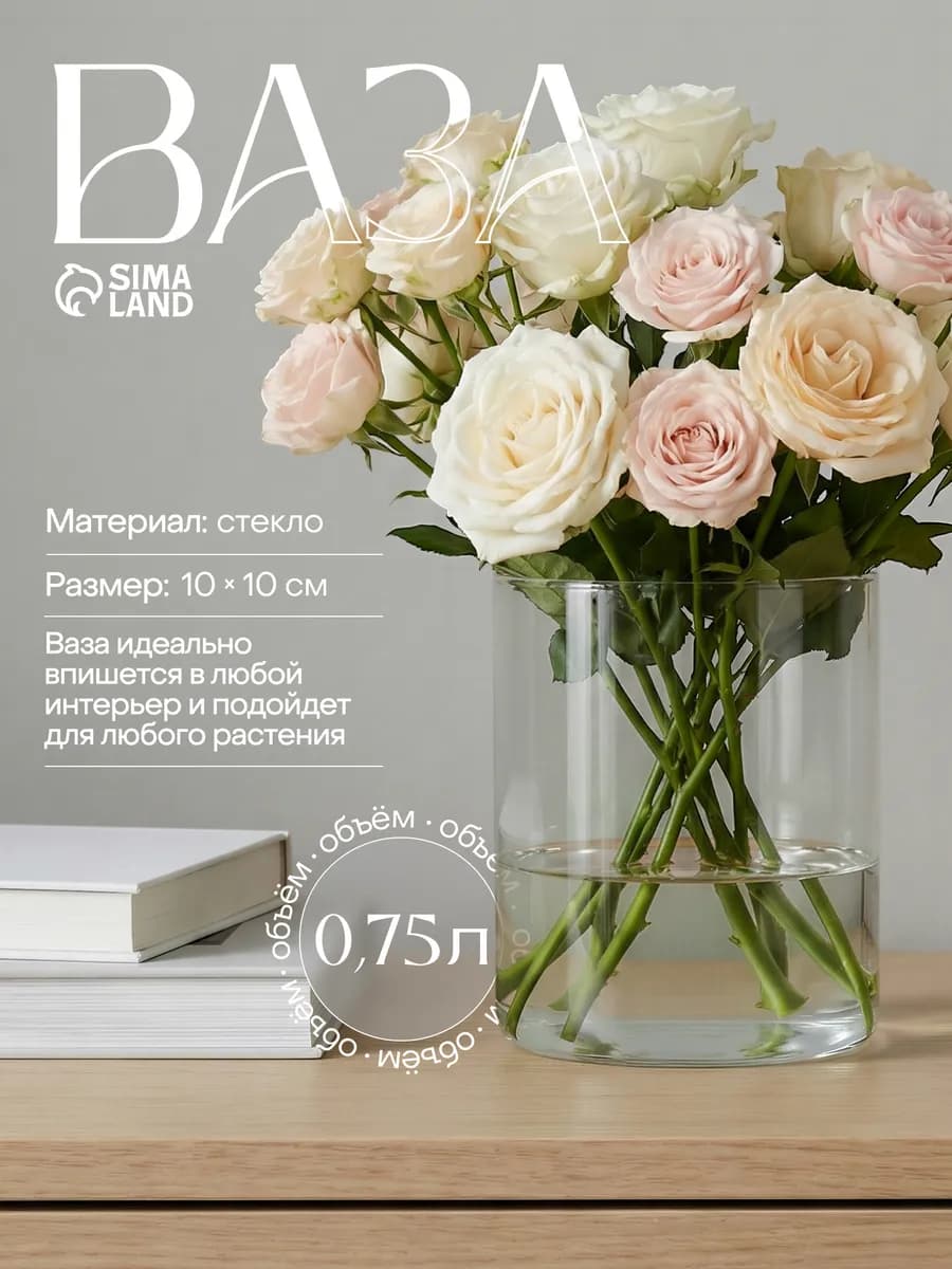 Прозрачные Ваза для цветов Эллен круглые 0,5 л