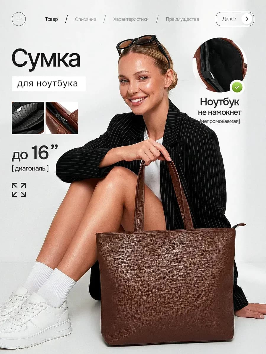 Сумка для ноутбука 15.6 - 16 дюймов женская противоударная