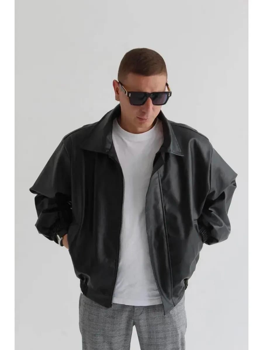 Куртка бомбер весенняя из экокожи