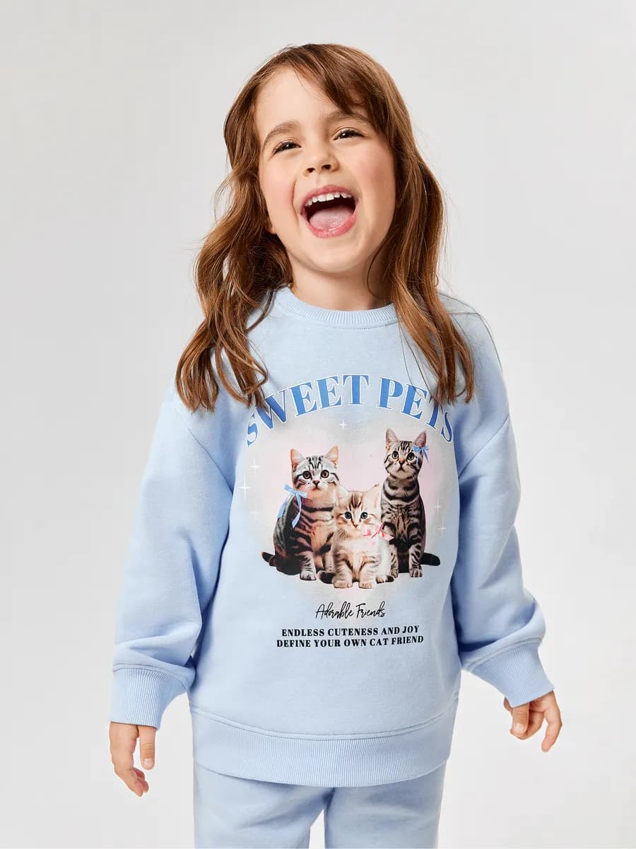 Свитшот с небольшим начесом принт котики