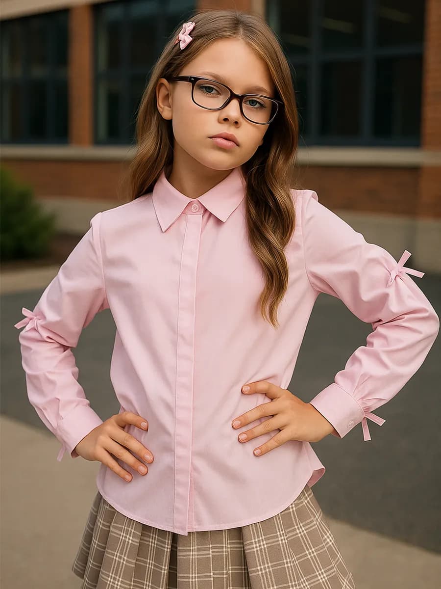 Рубашка школьная с бантиками