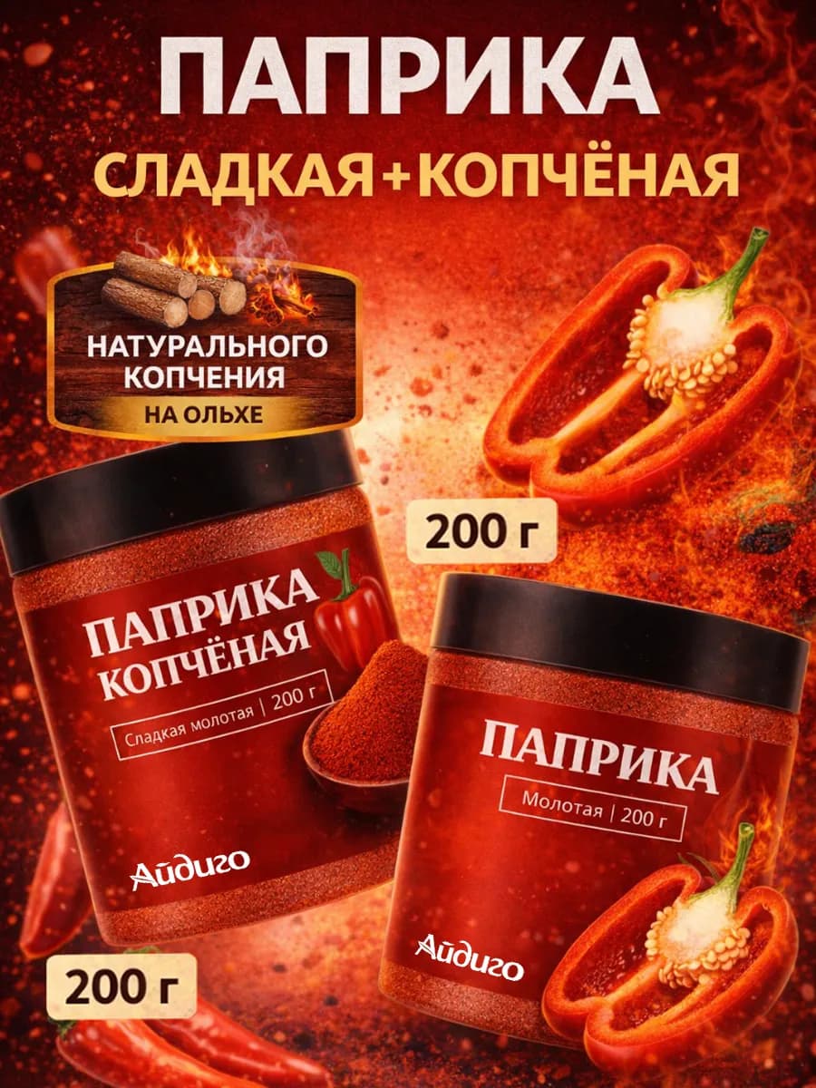 Паприка сладкая и паприка копченая, набор 400 г