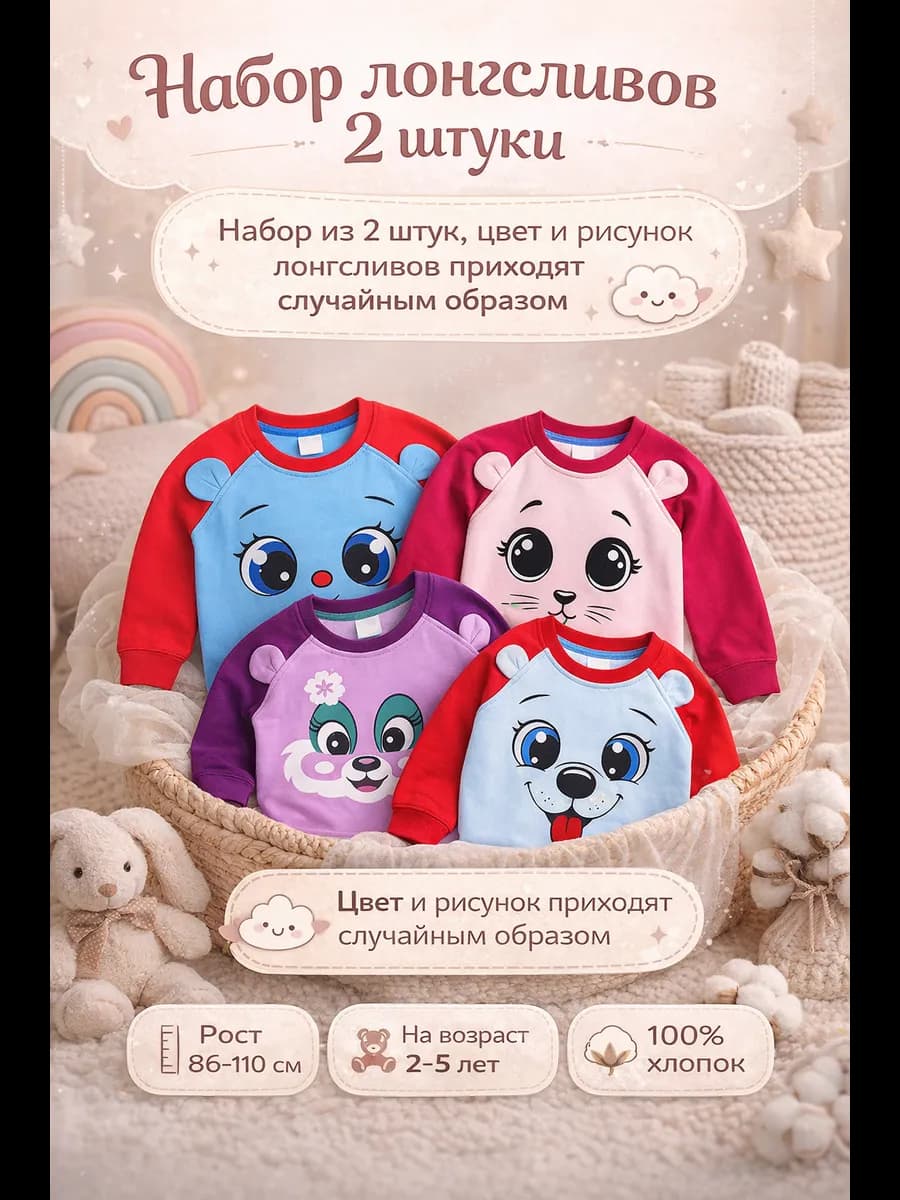 Набор лонгслив хлопковый 2 штуки