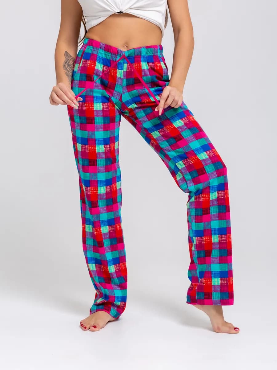 Брюки домашние трикотажные в клетку