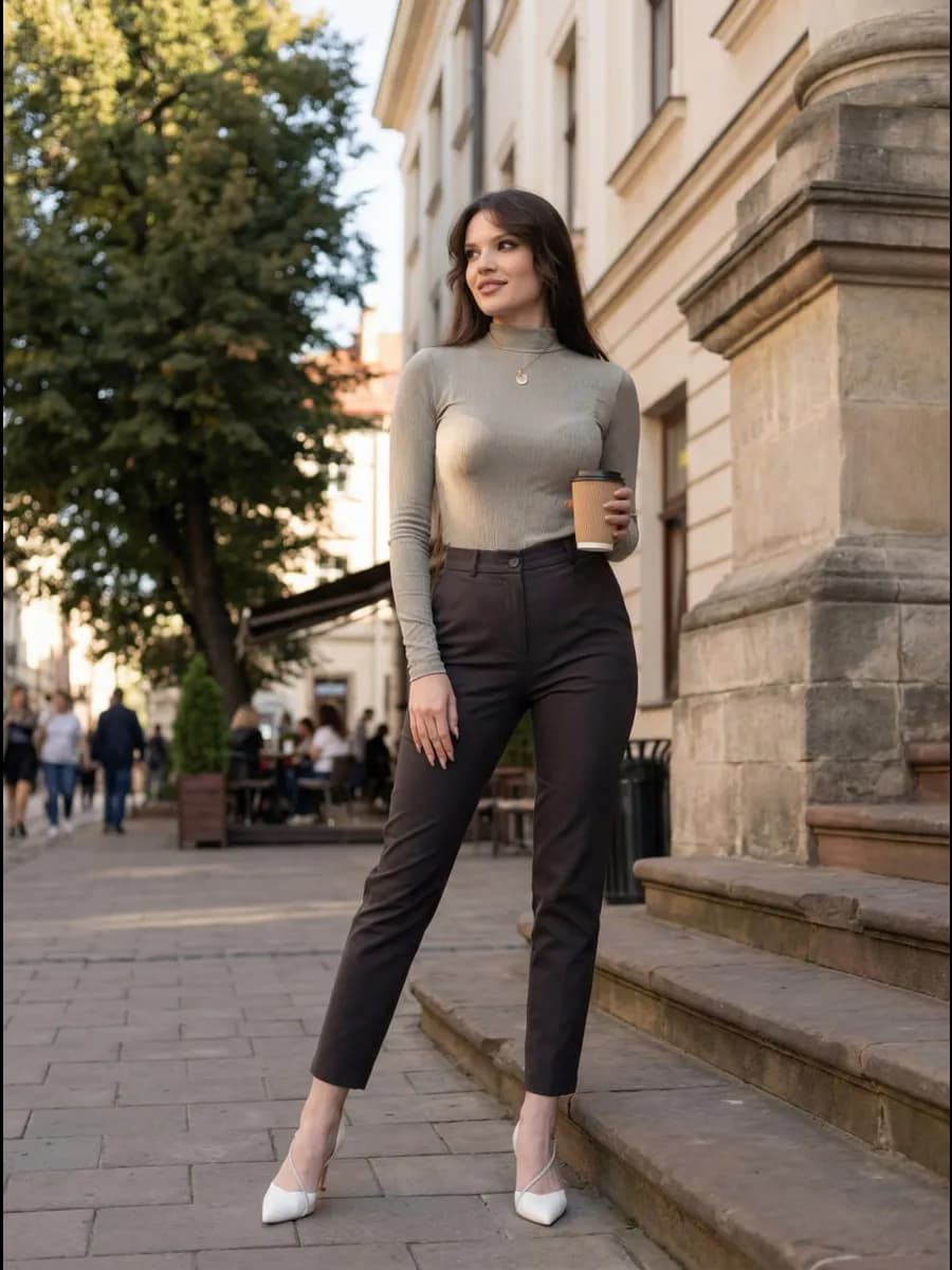 Брюки классические зауженные на молнии демисезон